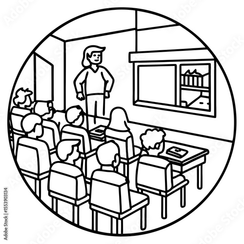 Minimalist Classroom Setup Illustration