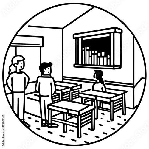 Minimalist Classroom Setup Illustration