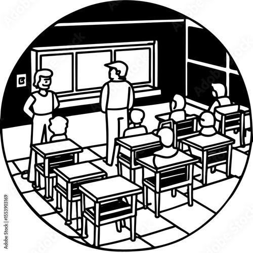 Minimalist Classroom Setup Illustration