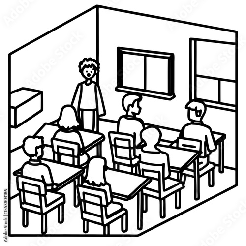 Minimalist Classroom Setup Illustration