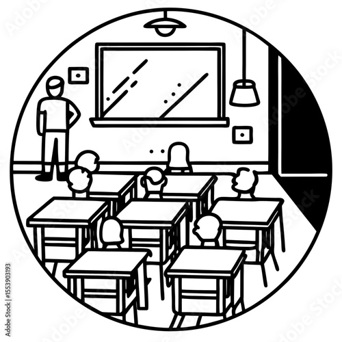 Minimalist Classroom Setup Illustration