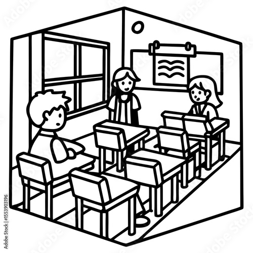Minimalist Classroom Setup Illustration