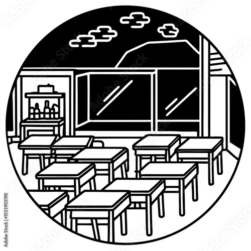 Minimalist Classroom Setup Illustration