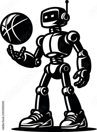 High performance robot plays intense basketball game