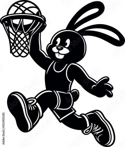 Energetic rabbit mascot lands epic slam dunk