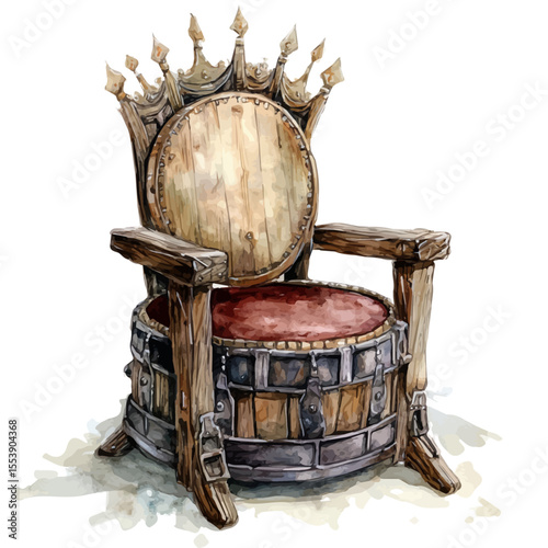Drum Throne, watercolor drawing vector, isolated on a white background.