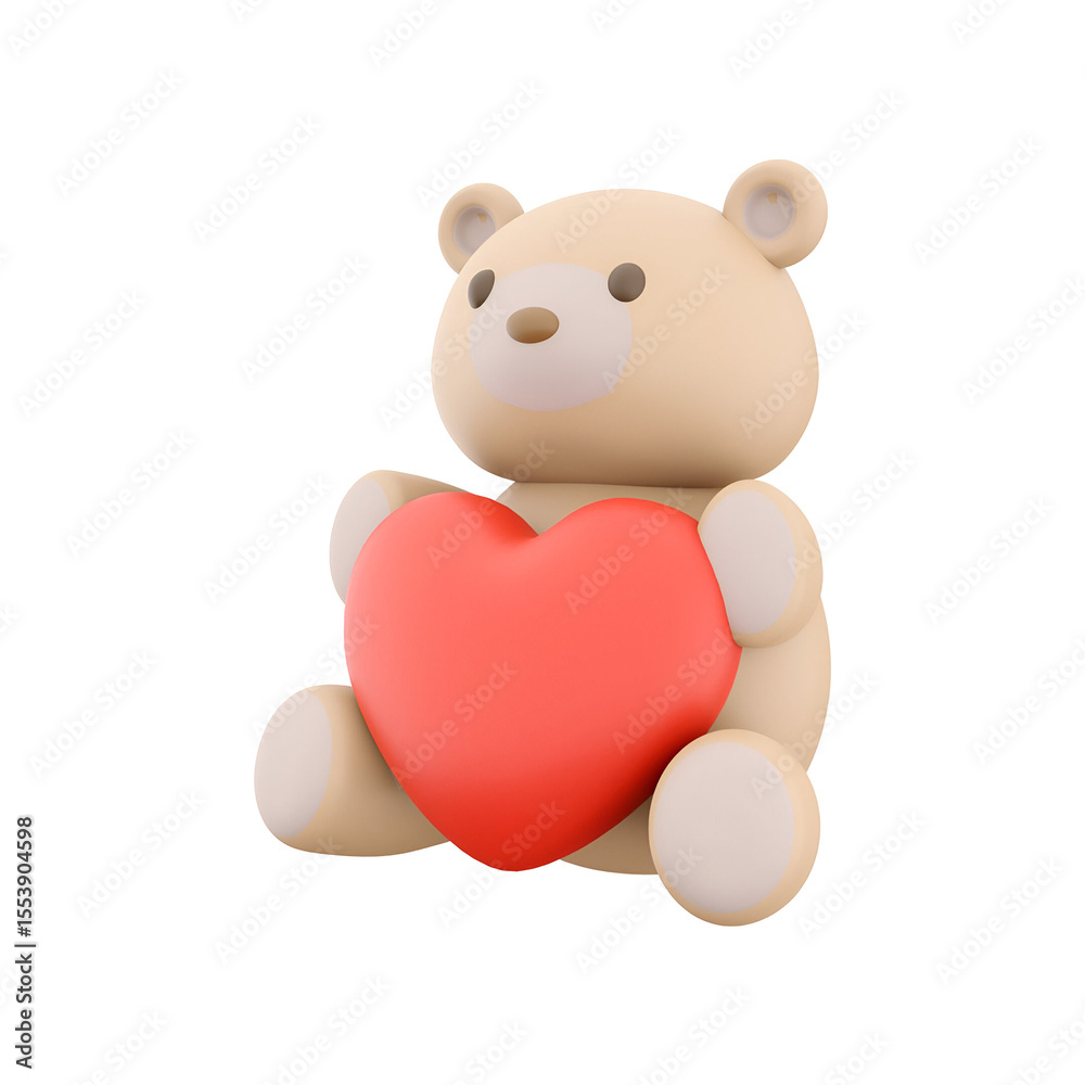 Obraz premium A cute teddy bear holding a red heart, symbolizing love and affection.