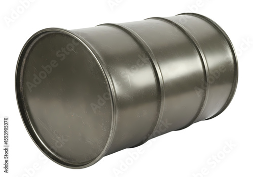 Olive Green Metal Drum isolated on transparent baackground