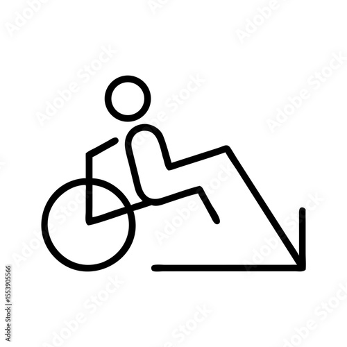 Accessible ramp for wheelchair user in a simplified icon design  