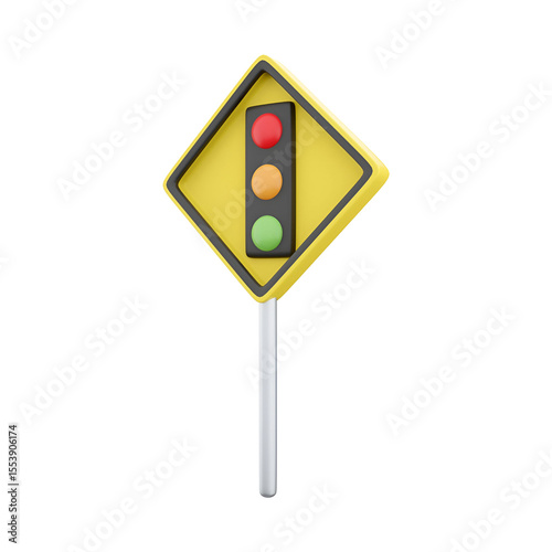 A traffic signal indicating stop, caution, and go with a yellow diamond-shaped background.