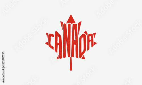Canada Maple Leaf Abstract Typography Vector Illustration Design – Bold Patriotic Graphic for National Prints and DIY Crafts