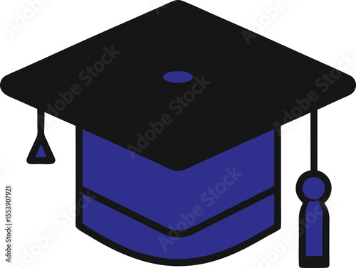 Vector illustration of graduation cap, line art style