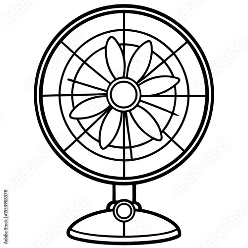 Minimal Table Fan Vector Illustration