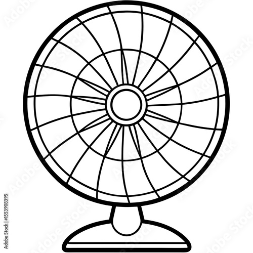Minimal Table Fan Vector Illustration