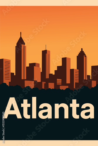 Atlanta's Evening Skyline with Peach State Glow.eps