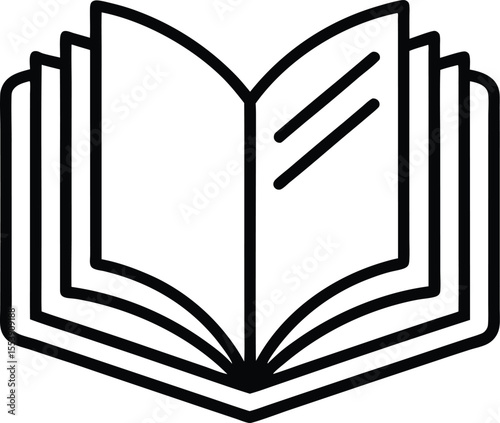 Outline icon of an open book, vector line art