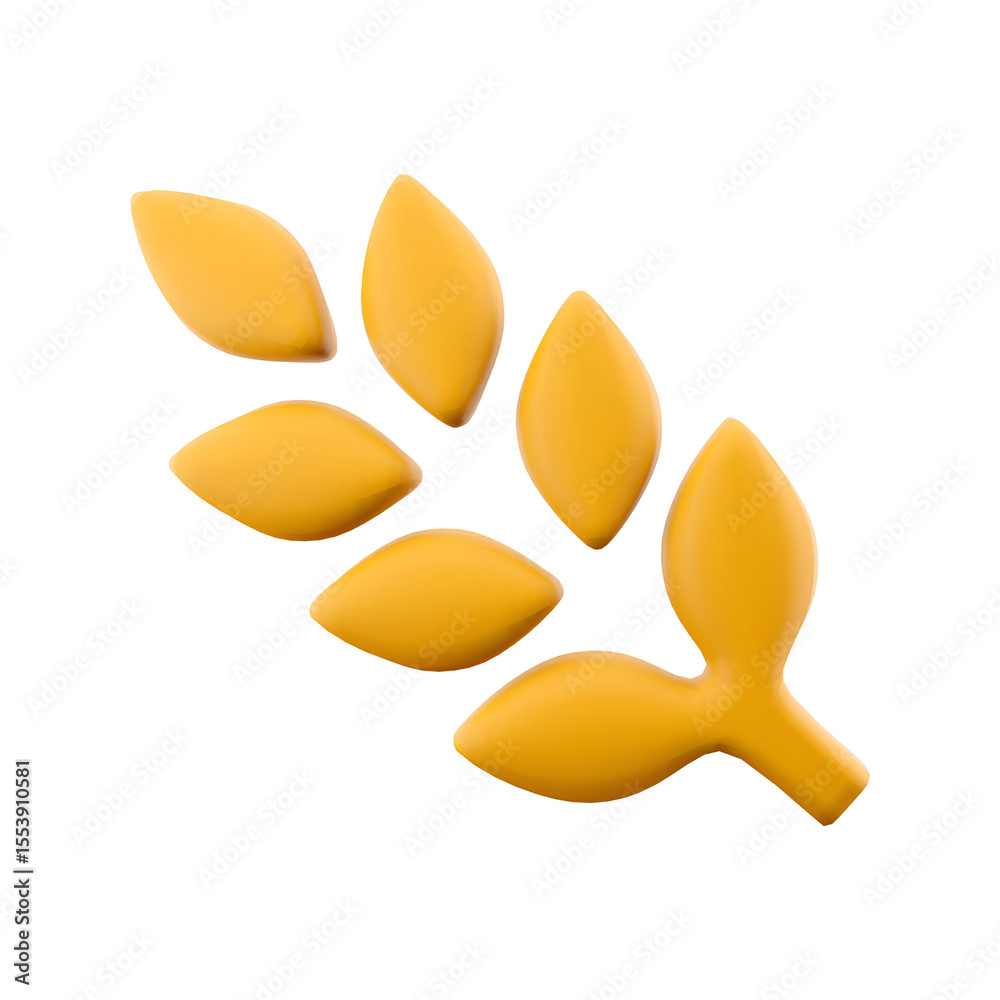 Fototapeta premium A stylized yellow leaf design, representing nature and growth.