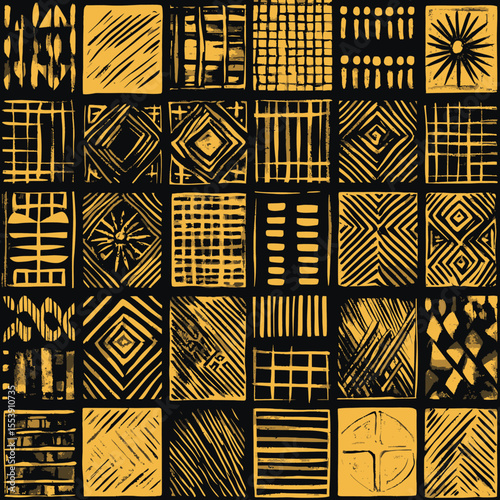 The abstract background of the boho chic style consists of a seamless pattern with aztec ornament, accompanied by an aztec pattern and a seamless background that boasts a geometrical ornament
