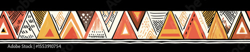 The native boho tribal aztec pattern in this design is complemented by an ikat style ethnic embroidery seamless border template and a gypsy geometric motif