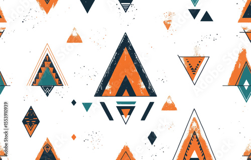 Embroidery patterns and geometric shapes come together in this seamless design, which showcases a fusion of Aztec, African, and bohemian styles as a carpet ornament and textile decoration