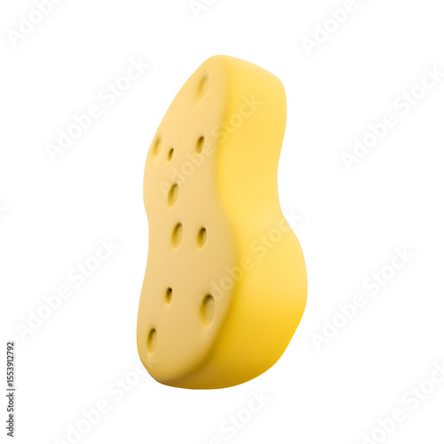 A yellow sponge with holes, commonly used for cleaning and absorbing liquids.