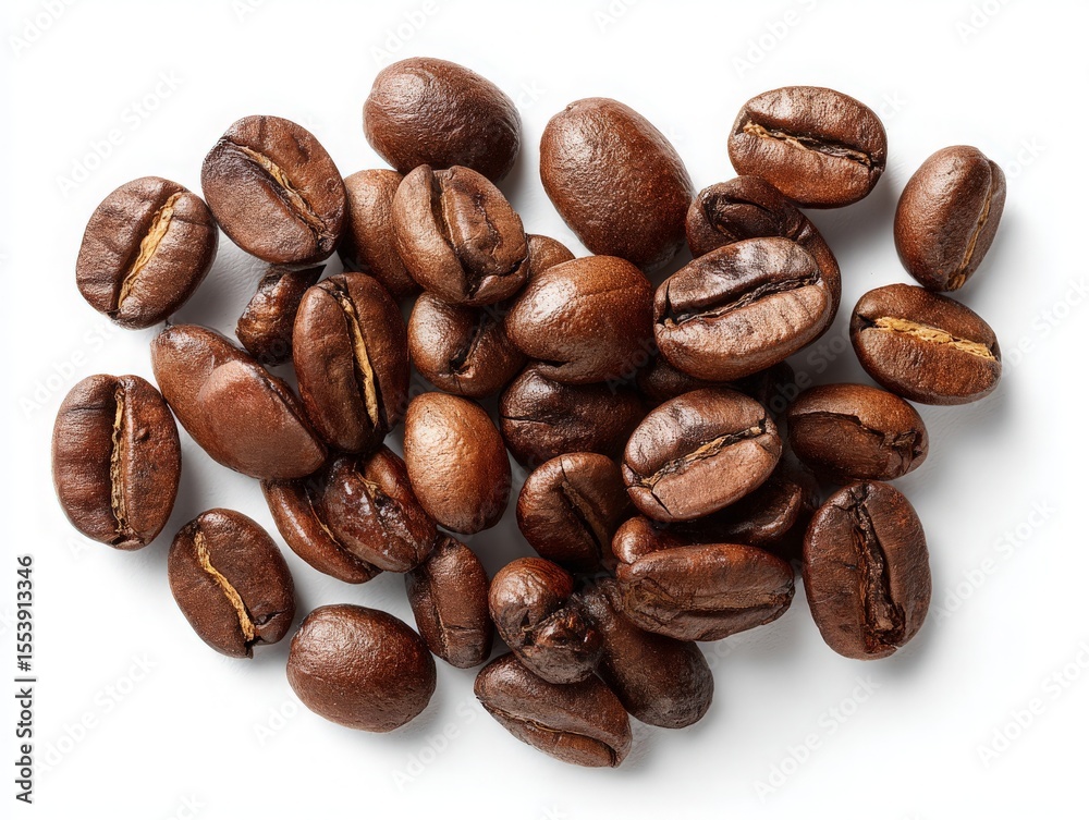 Naklejka premium Coffee beans on white background