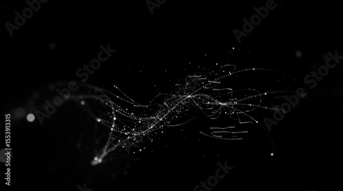 Abstract Data Stream: An enigmatic abstract digital visualization of interconnected data streams. A dark and compelling image of futuristic networks