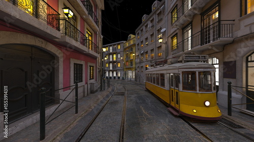攻撃される未来都市の風景　3DCGレンダリング