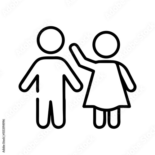 Illustrated boy and girl standing together with a friendly gesture  