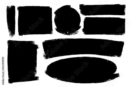 Brush strokes vector. Set of text boxes. Paintbrush collection. Grunge d shapes as graphic elements. Dirty texture banners.