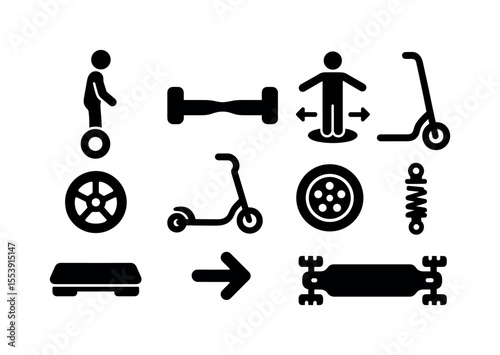 Fitness and exercise solid icon set. gym, workout equipment, health symbols collection