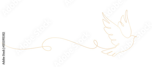 golden dove line art style vector illustration