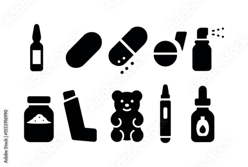 Pest control solid icon set. home protection, safety, and insect prevention icons