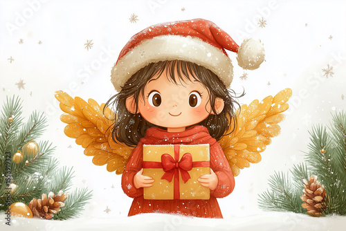 little girl with gift box
