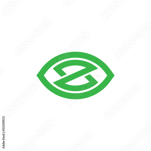 letter z simple geometric lines leaf green logo vector