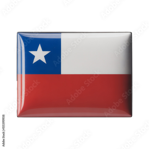 Free Download Glossy Chilean National Flag Badge - A High-Resolution Image of the Chilean National Flag Rendered as a Glossy Badge - GFXLoad