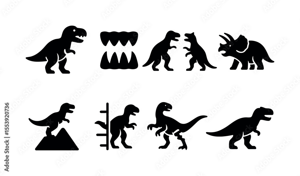 Obraz premium Dinosaur silhouette icon set. prehistoric animal icons silhouette collection