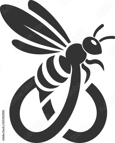 Silhouette of a small animal vector bee illustration black drawing