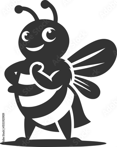 Silhouette of a small animal vector bee illustration black drawing