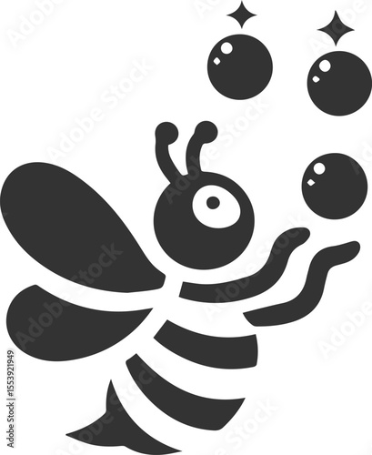 Silhouette of a small animal vector bee illustration black drawing