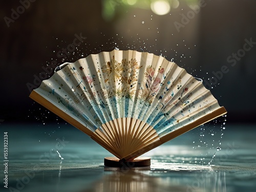 close up of a fan on black