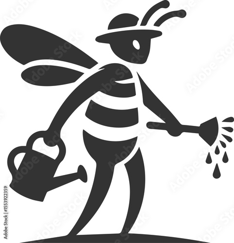Silhouette of a small animal vector bee illustration black drawing