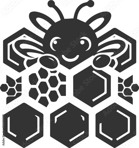 Silhouette of a small animal vector bee illustration black drawing
