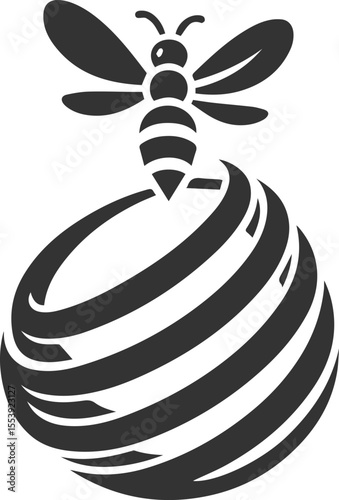 Silhouette of a small animal vector bee illustration black drawing