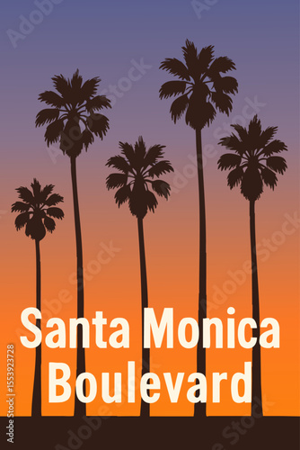 Santa Monica Boulevard Iconic Palm Trees and City Views