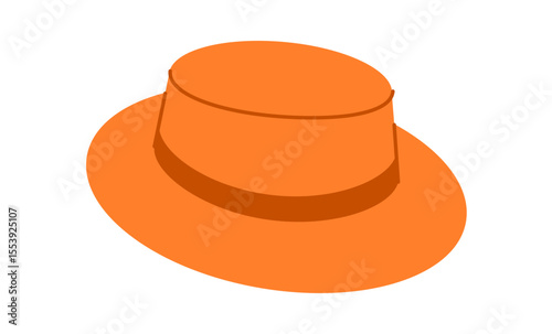 Boater Hat Canotier. Bolero Sombrero Head Fashion accessory cap clothing technical illustration. Vector headgear for Men, women, unisex style, flat template CAD mockup sketch outline isolated