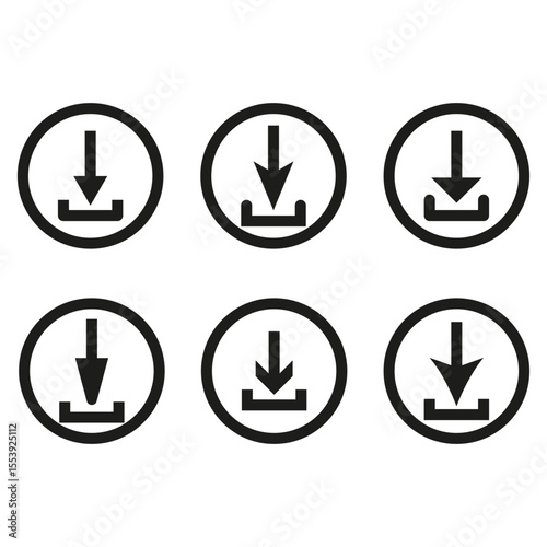 Download arrow icons. Computer interface symbol. Save file Vector. Data transfer graphic.