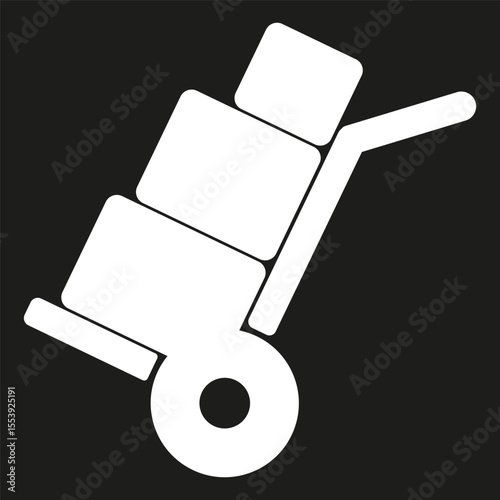 Trolley icon. Delivery handcart symbol. Package transport vector. Loaded shipping tool.