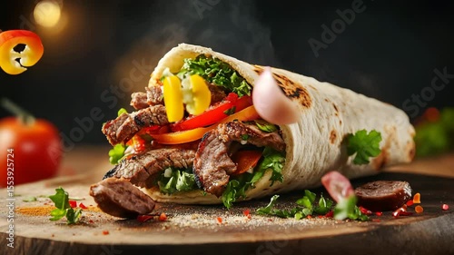 beef vegetable wrap roll, mexican wrap