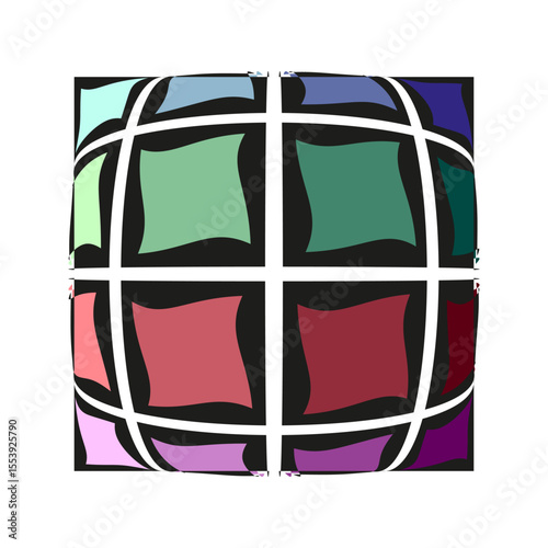 Framed sphere design. Bordered circular element. Colorful ball graphic. Vector round illustration.
